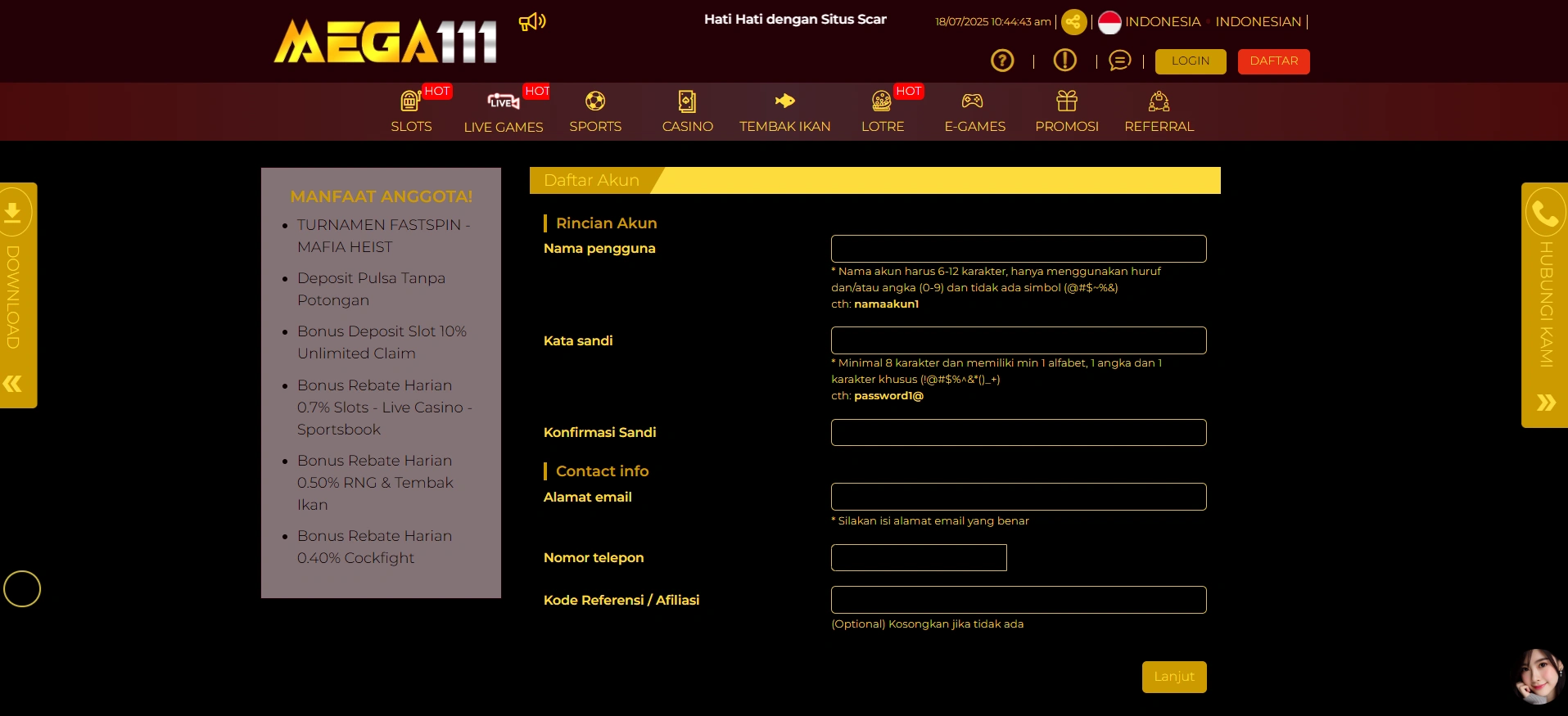 Cara Registrasi dan Masuk ke Akun Kasino Mega111 Cara Registrasi dan Masuk ke Akun Mega111